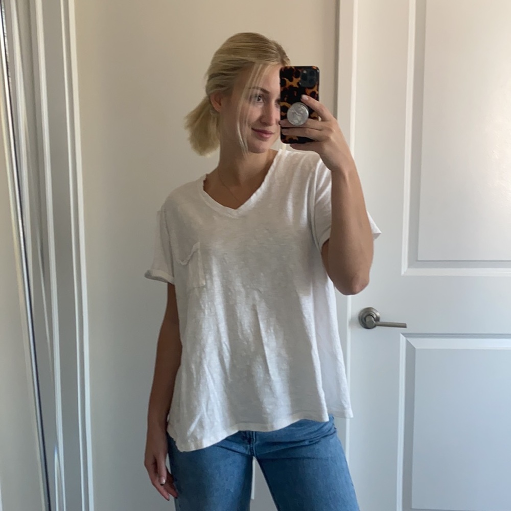 TIME and TRU Plain White Pocket Tee